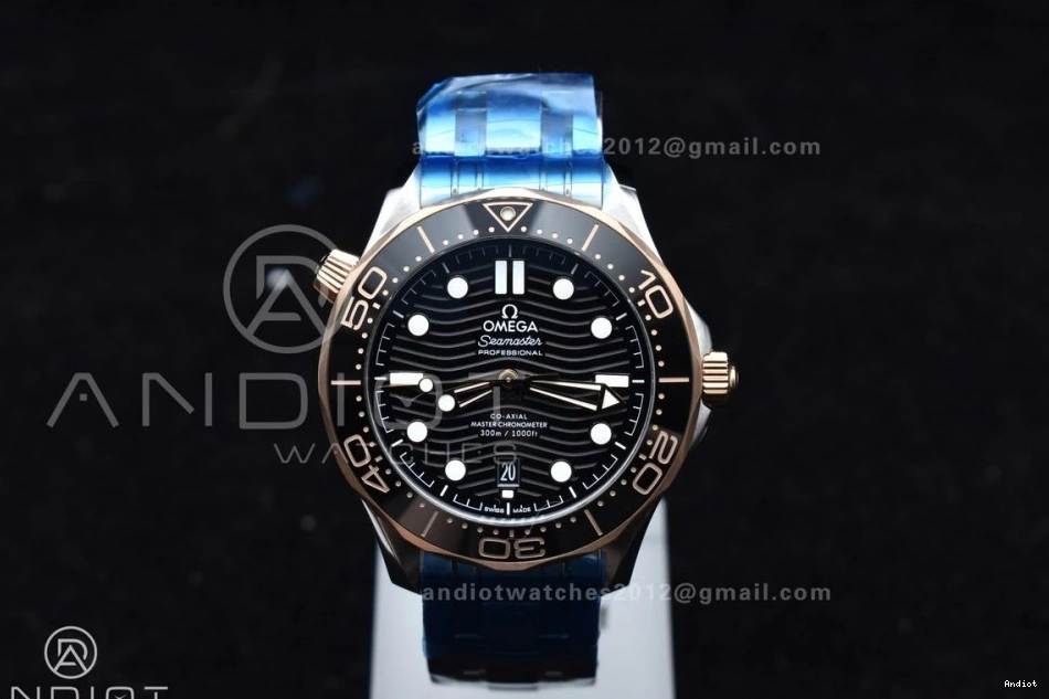 Ceramic A8800 Edition RG Seamaster Best Black SS on VSF Bracelet SS Black Diver Dial 300M 1:1 0104